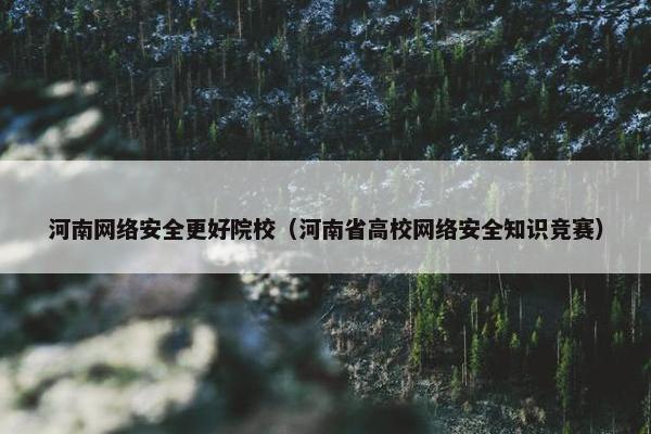 河南网络安全更好院校（河南省高校网络安全知识竞赛）