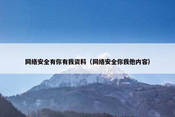 网络安全有你有我资料（网络安全你我他内容）
