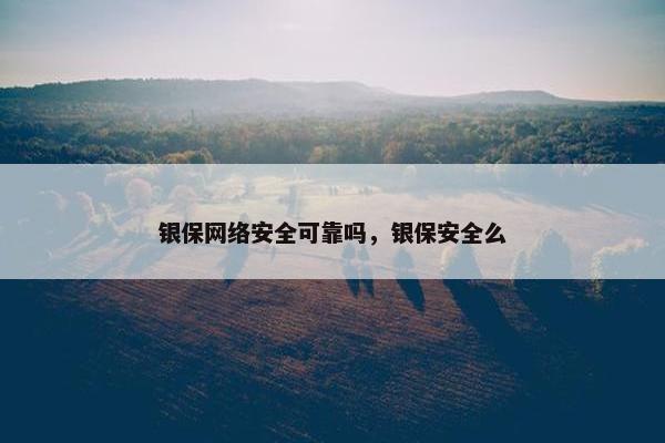 银保网络安全可靠吗，银保安全么