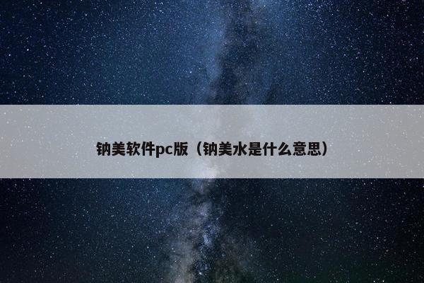 钠美软件pc版（钠美水是什么意思）