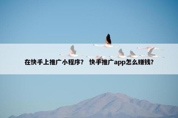 在快手上推广小程序？ 快手推广app怎么赚钱？