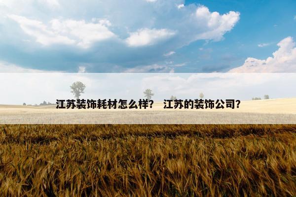 江苏装饰耗材怎么样? 江苏的装饰公司? 江苏装饰耗材怎么样? 江苏的装饰公司?