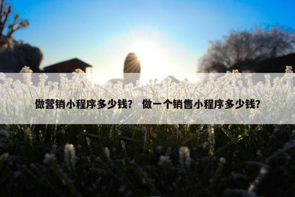 做营销小程序多少钱？ 做一个销售小程序多少钱？