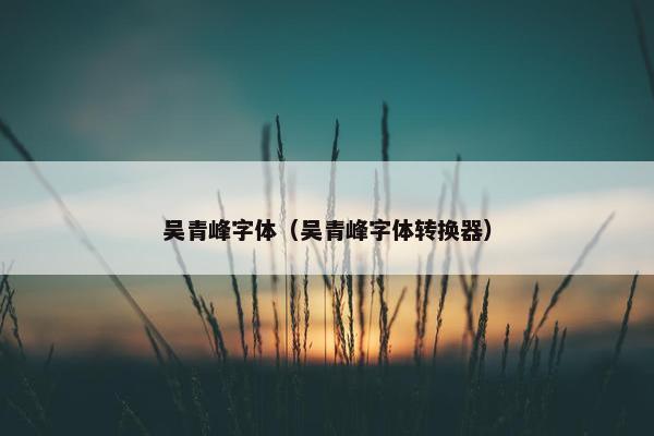 吴青峰字体（吴青峰字体转换器）