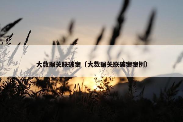 大数据关联破案(大数据关联破案案例) 大数据关联破案(大数据关联破案案例)