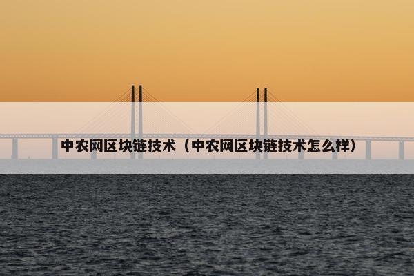 中农网区块链技术(中农网区块链技术怎么样)