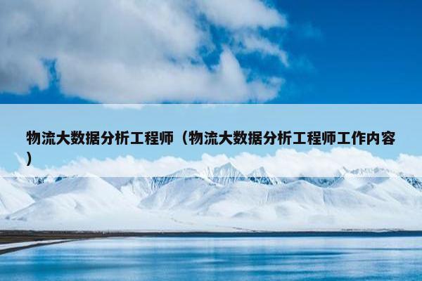 物流大数据分析工程师(物流大数据分析工程师工作内容)