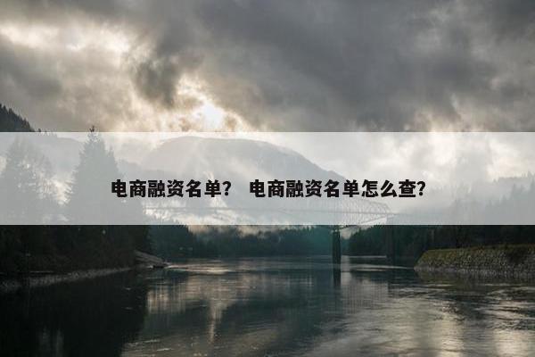 电商融资名单? 电商融资名单怎么查?