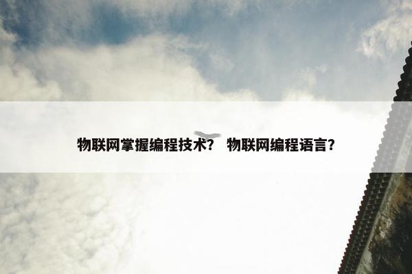 物联网掌握编程技术? 物联网编程语言?