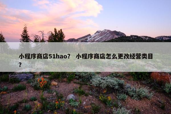 小程序商店51hao？ 小程序商店怎么更改经营类目？