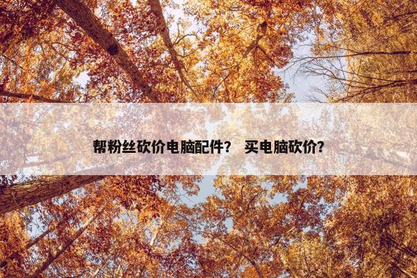 帮粉丝砍价电脑配件？ 买电脑砍价？