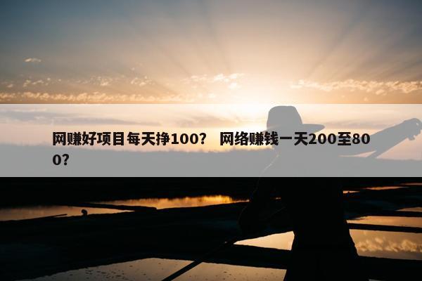 网赚好项目每天挣100？ 网络赚钱一天200至800？