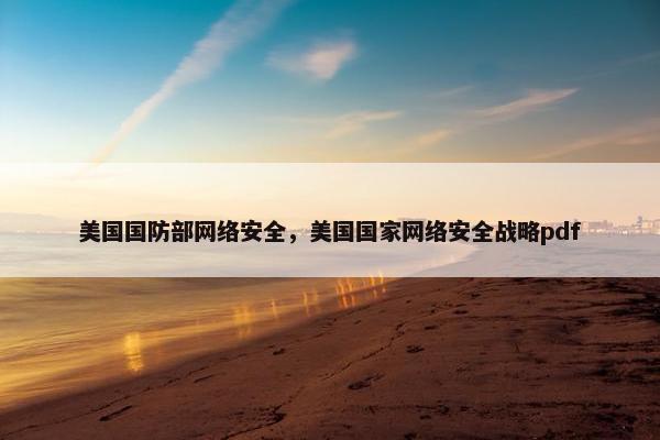 美国国防部网络安全，美国国家网络安全战略pdf