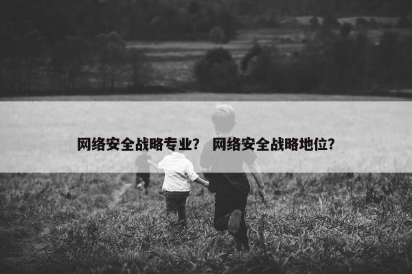 网络安全战略专业？ 网络安全战略地位？