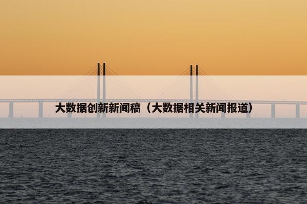 大数据创新新闻稿（大数据相关新闻报道）