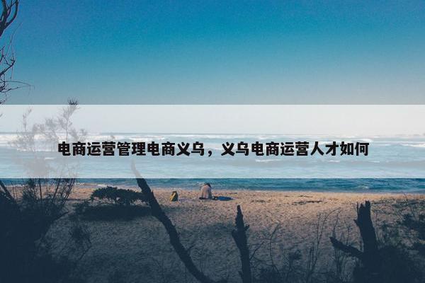 电商运营管理电商义乌,义乌电商运营人才如何