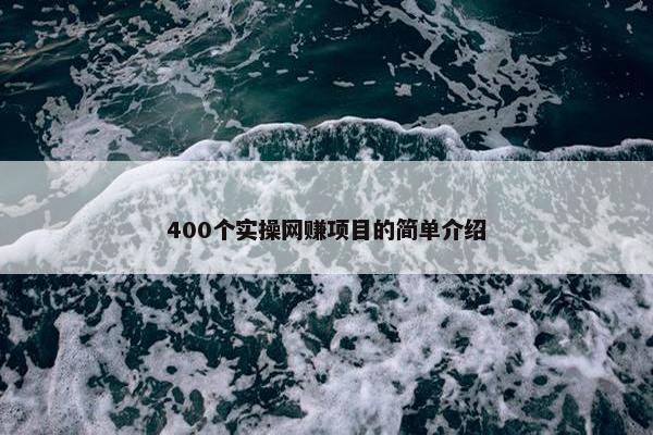 400个实操网赚项目的简单介绍