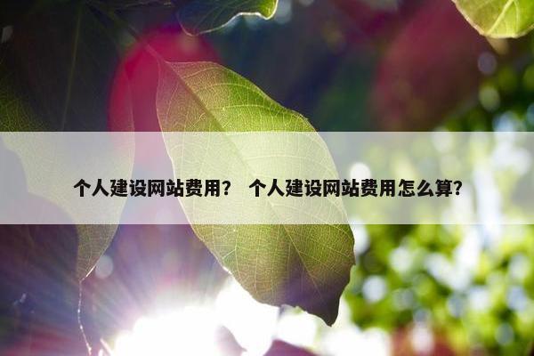 个人建设网站费用？ 个人建设网站费用怎么算？
