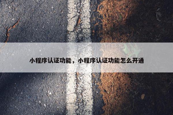 小程序认证功能，小程序认证功能怎么开通