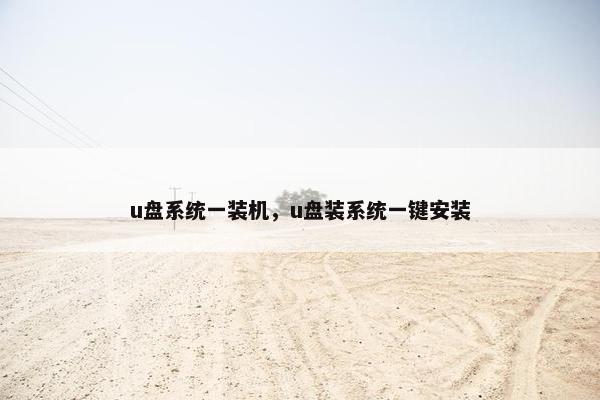 u盘系统一装机，u盘装系统一键安装