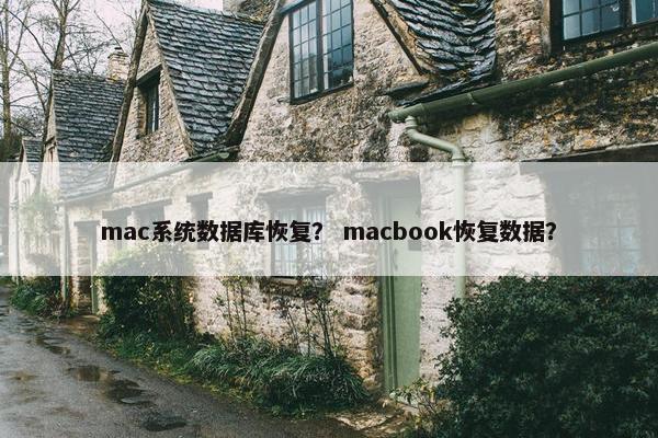 mac系统数据库恢复？ macbook恢复数据？