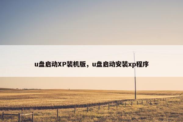 u盘启动XP装机版，u盘启动安装xp程序