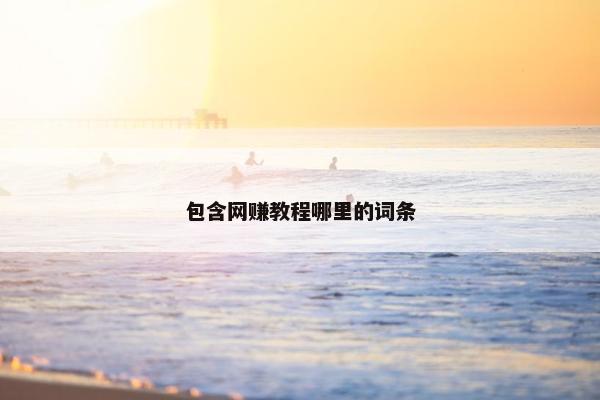 包含网赚教程哪里的词条