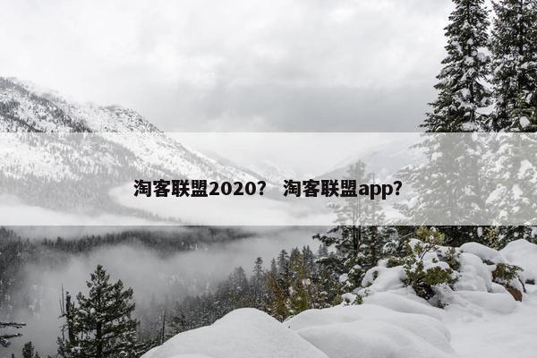 淘客联盟2020？ 淘客联盟app？
