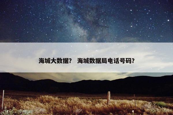 海城大数据？ 海城数据局电话号码？