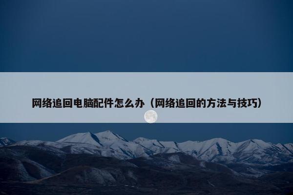 网络追回电脑配件怎么办（网络追回的方法与技巧）