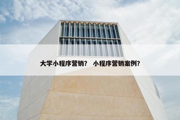 大学小程序营销？ 小程序营销案例？
