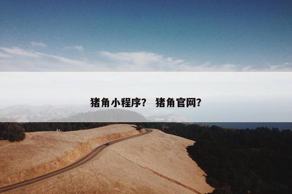猪角小程序？ 猪角官网？